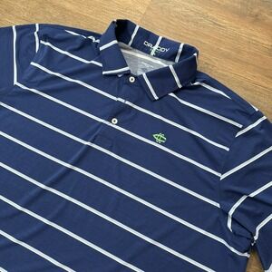 B Draddy Sport Blue Striped Golf Polo Shirt Men's Sz XXL Charlotte Country Club